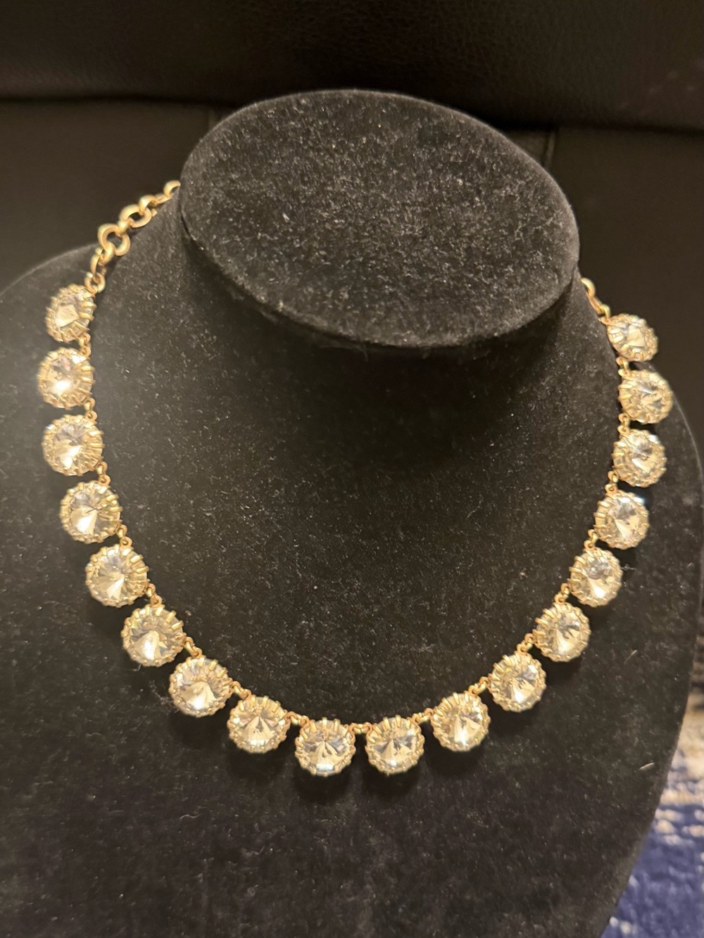 J. Crew Gold and Clear Crystal Statement Necklace